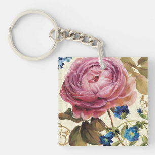 Pink Rose in Full Bloom Key Ring