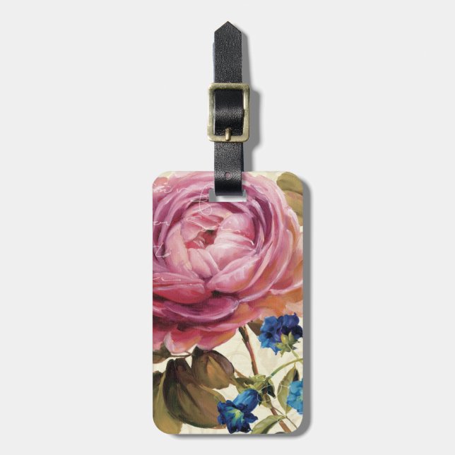 Pink Rose in Full Bloom Luggage Tag (Front Vertical)