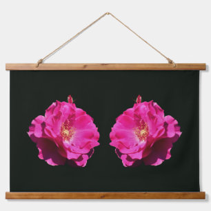 Pink Rose In Full Bloom Mirror Abstract Hanging Tapestry