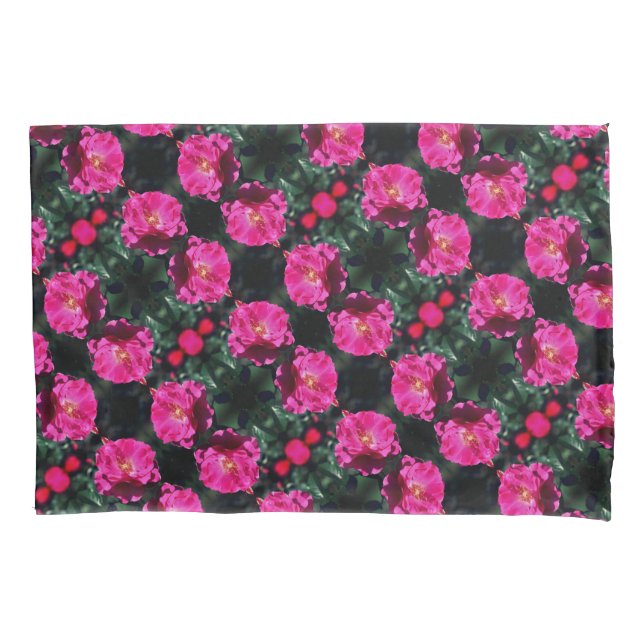 Pink Rose In Full Bloom Pattern Pillowcase (Front)