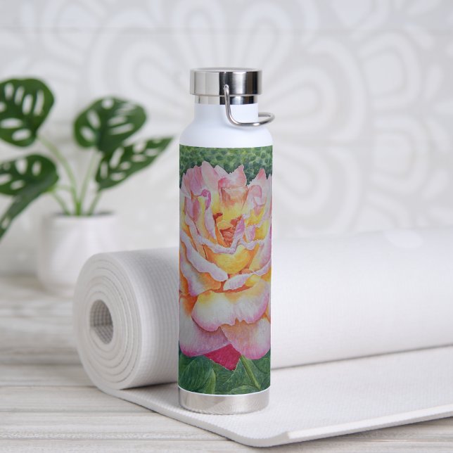 Pink Rose in Spring Water Bottle (Yoga)