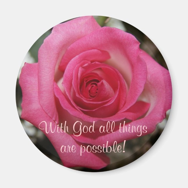 pink rose inspirational magnet (Front)