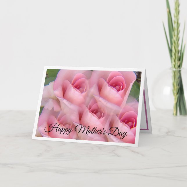 Pink Rose Kaleidoscope Mother's Day Holiday Card (Front)