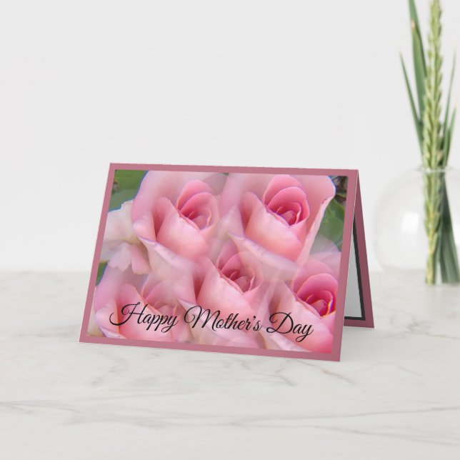 Pink Rose Kaleidoscope Mother's Day Holiday Card (Front)