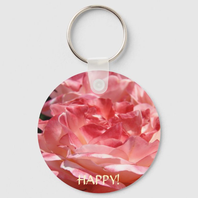 PINK ROSE KEYCHAIN Happy Rose Key Chain (Front)