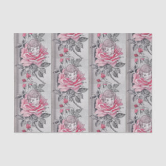 Pink Rose Lady Tissue Paper | Grey