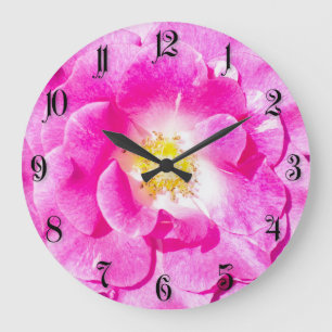 Pink rose large clock