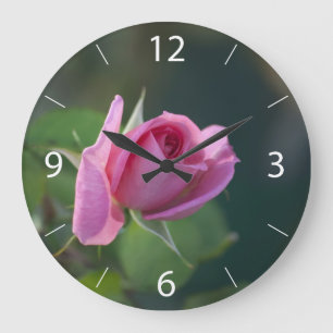 Pink Rose Large Clock