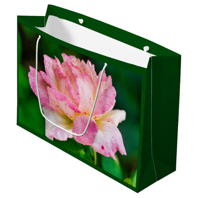 Pink Rose Large Gift Bag (Front Angled)