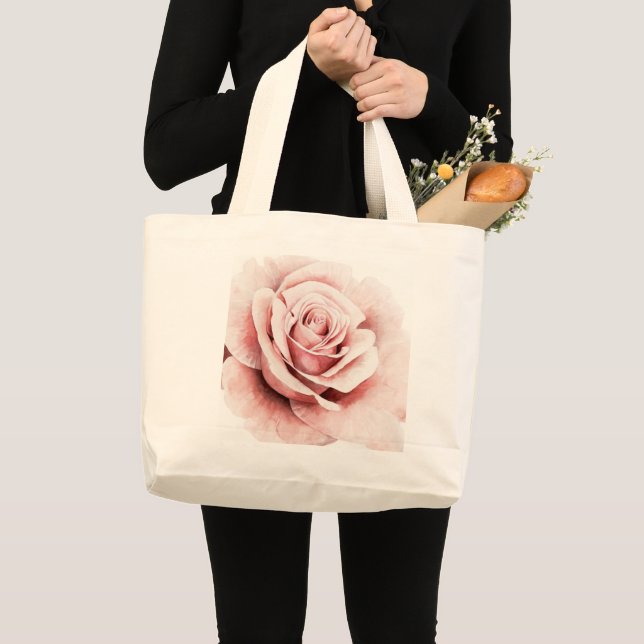 Pink Rose Large Tote Bag (Front (Product))