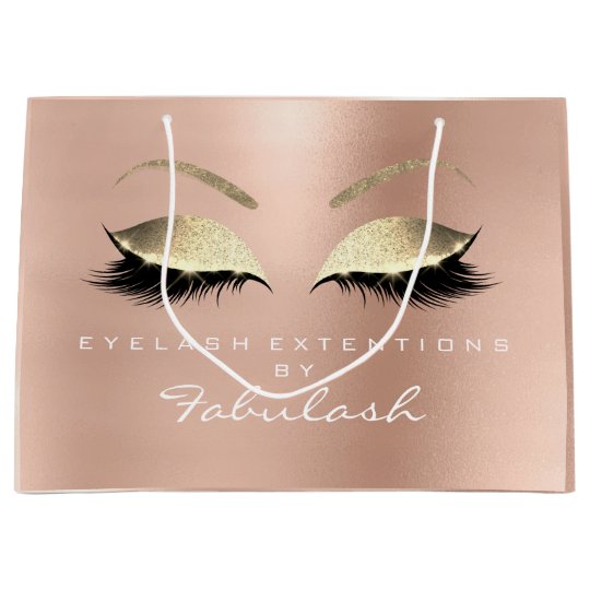 Pink Rose Lashes Blush Makeup Glitter Branding Large Gift Bag