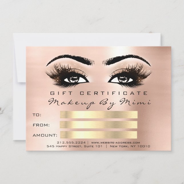 Pink Rose Lashes Makeup Artist Certificate Gift (Front)