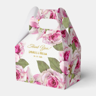 Pink Rose Lily Pearl Wedding Favour Box