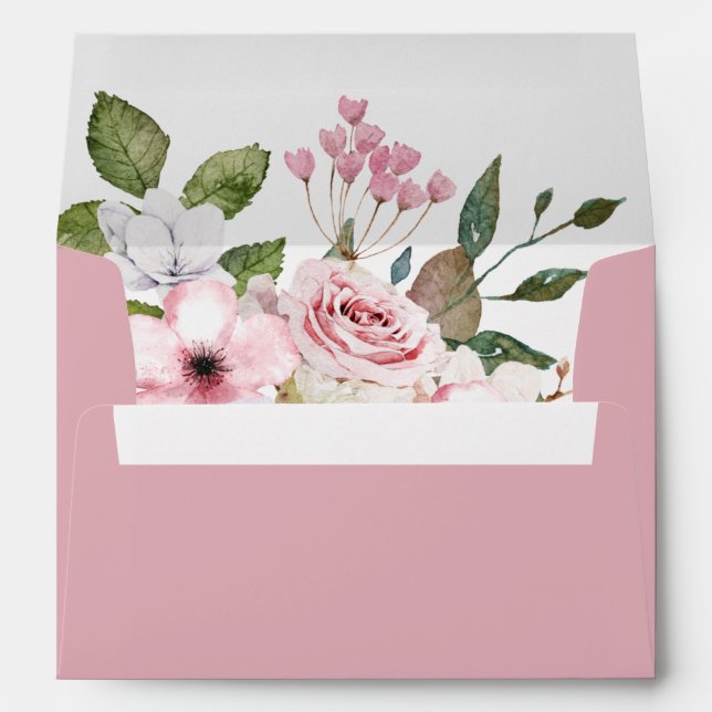 Pink Rose Lined Envelope (Back (Bottom))