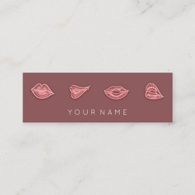Pink Rose Lip Nurse Cosmetic Injector QrCode Logo  Mini Business Card (Front)