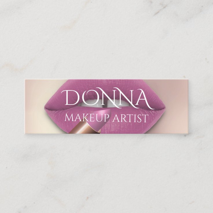Pink Rose Lips QR Code Logo Makeup Lipstick Gloss Mini Business Card
