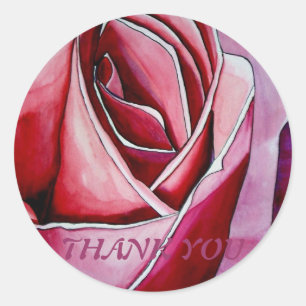 Pink Rose macro flower Thank You sticker