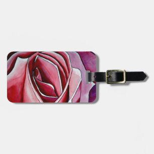 Pink Rose macro flower watercolor abstract art Luggage Tag