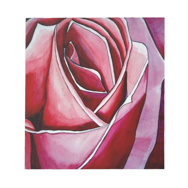 Pink Rose macro flower watercolor abstract art Notepad (Front)