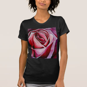 Pink Rose macro flower watercolor abstract art T-Shirt