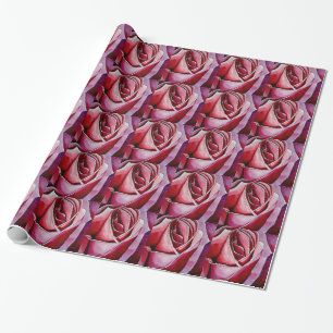 Pink Rose macro flower watercolor abstract art Wrapping Paper