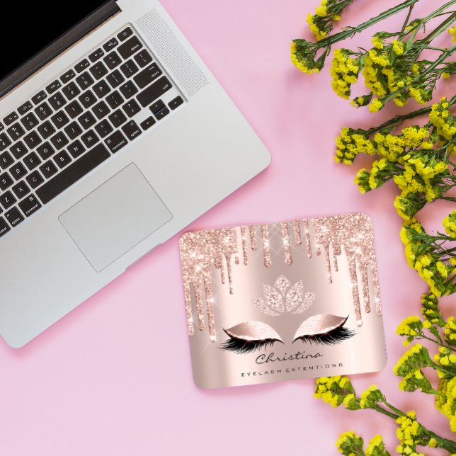 Pink Rose Makeup Artist Sparkly Diamond Lotos Lash Mouse Mat (Creator Uploaded)