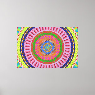 Pink Rose Mandala Art Stretched Canvas Print