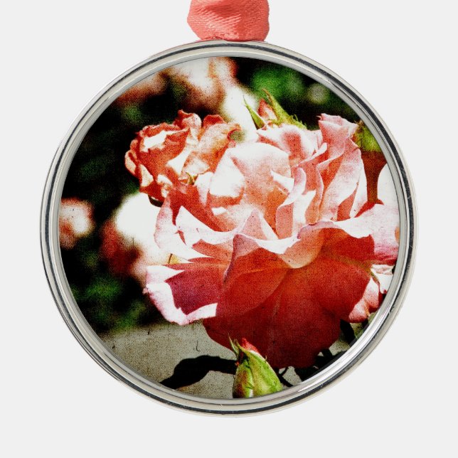 Pink Rose Metal Tree Decoration (Front)