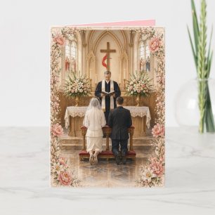 Pink Rose Methodist Cross and Flame Invitation