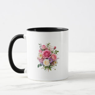 Pink Rose Mixed Floral Bouquet Mug