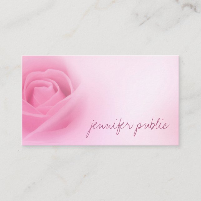 Pink Rose Modern Template Elegant Handwritten Name Business Card (Front)