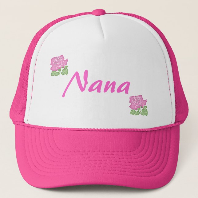Pink Rose Nana Hat-Customisable Trucker Hat (Front)