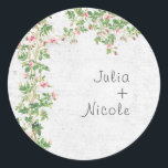 Pink Rose Old Wall Vintage Style Journal Wedding Classic Round Sticker<br><div class="desc">Beautiful Invitation to celebrate Special occasions and festivals comes with digital and E-invitation as per your request. We would love to replicate our designs to make multiple products like rsvp cards, labels envelopes, and more. Customisation is available for ready to print on request at info@shamaurcreatif@gmail.com. Look Forward to hearing from...</div>