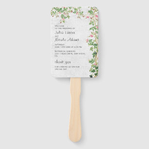Pink Rose Old Wall Vintage Style Journal Wedding Hand Fan