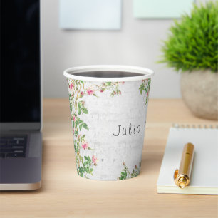 Pink Rose Old Wall Vintage Style Journal Wedding Paper Cups