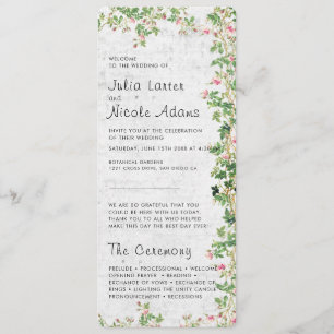 Pink Rose Old Wall Vintage Style Journal Wedding Programme