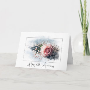 Pink Rose On Piano For 65th Anniversary Card