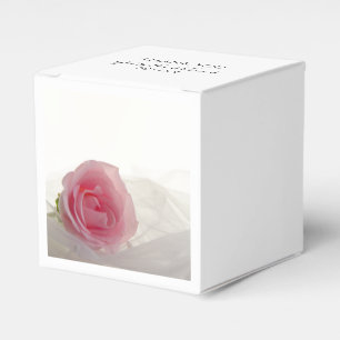 Pink Rose on White Wedding Favour Box