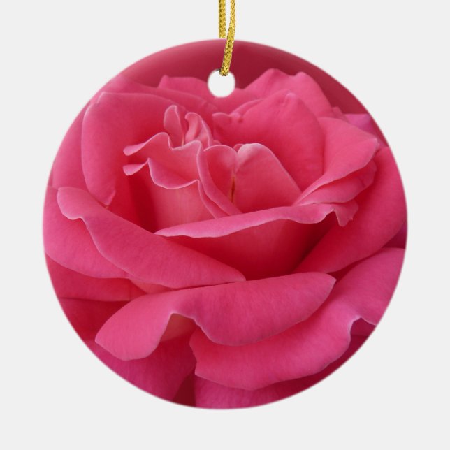 Pink Rose Ornament Personalised Rose Decorations (Front)