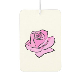 Pink Rose Painted Pink Petals Shades Thick Outline Car Air Freshener
