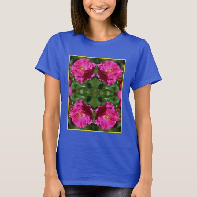 Pink Rose Painting Abstract Flower Art T-Shirt (Front)