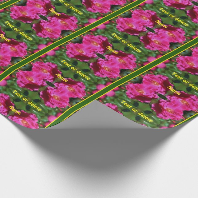 Pink Rose Painting Flower Art Personalised Wrapping Paper (Corner)