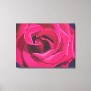 Pink Rose Painting With Dark Background Canvas Print