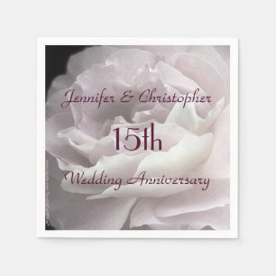 Pink Rose Paper Napkins, 15th Wedding Anniversary Napkin