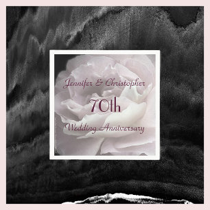 Pink Rose Paper Napkins, 70th Wedding Anniversary Napkin