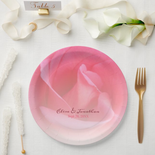Pink Rose Paper Plate (Wedding)