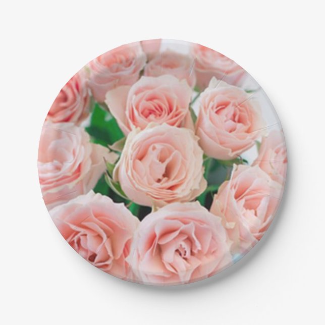 Pink Rose Paper Plates (Front)