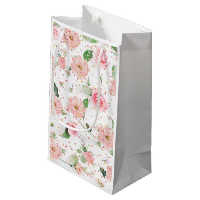 Pink Rose Paradise Small Gift Bag (Back Angled)