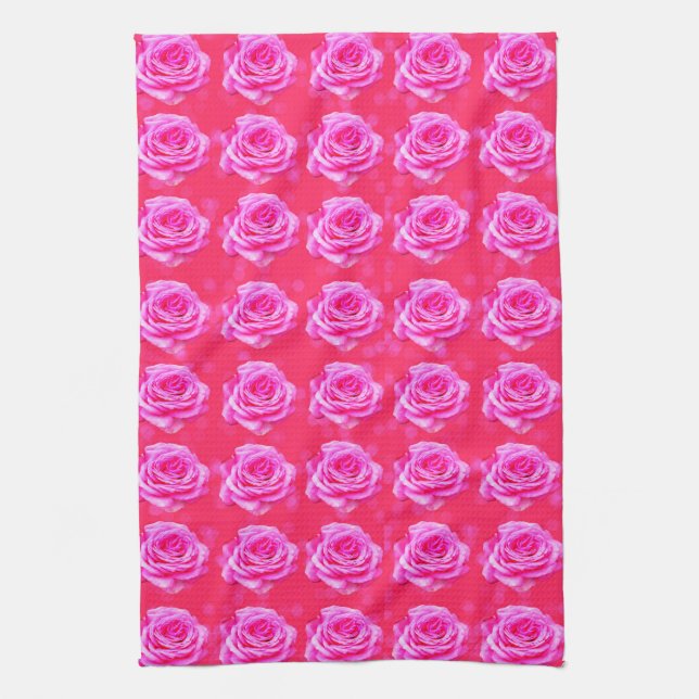 Pink Rose Passion, Tea Towel (Vertical)