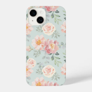 Pink Rose Pastel Garden Pattern iPhone 14 Case